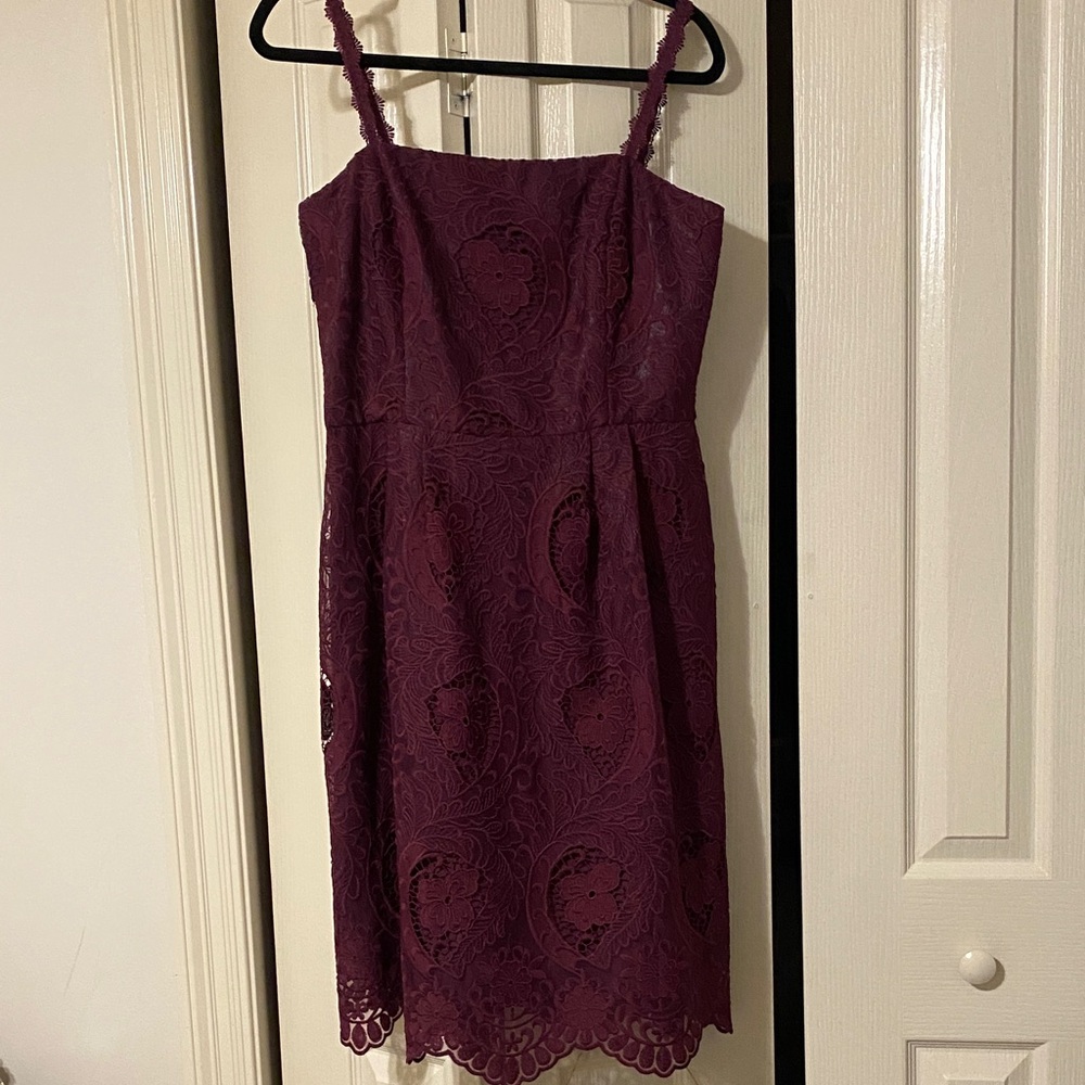White House Black Market Plum Lace Midi Dress
